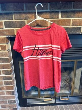 Tommy Hilfiger Red Tee with White Stripes